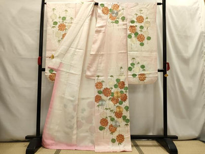 平和屋着物■豪華振袖　駒刺繍　枝花文　暈し染め　金彩　正絹　逸品　AABH6074sx