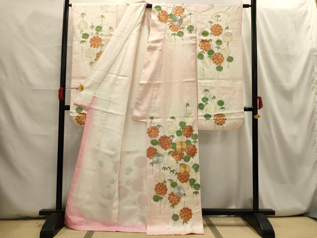 平和屋着物■豪華振袖　駒刺繍　枝花文　暈し染め　金彩　正絹　逸品　AABH6074sx