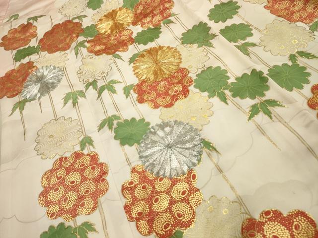 平和屋着物■豪華振袖　駒刺繍　枝花文　暈し染め　金彩　正絹　逸品　AABH6074sx