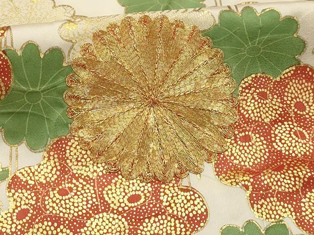 平和屋着物■豪華振袖　駒刺繍　枝花文　暈し染め　金彩　正絹　逸品　AABH6074sx