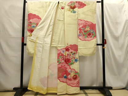 平和屋着物■豪華振袖　駒刺繍　絞り　御所車花文　正絹　逸品　AABH6075sx
