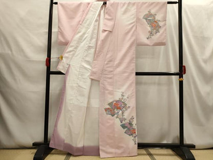 平和屋着物■訪問着　地紙花文　暈し染め　金彩　洗える着物　AABH6079sx