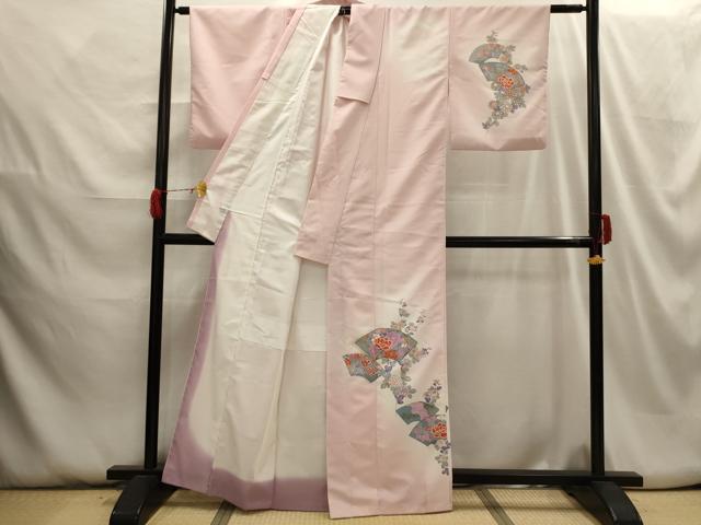 平和屋着物■訪問着　地紙花文　暈し染め　金彩　洗える着物　AABH6079sx