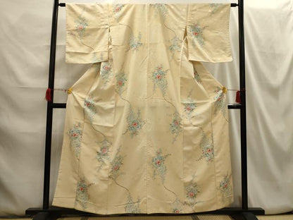 平和屋着物■小紋 草花文 洗える着物 AABH6082sx