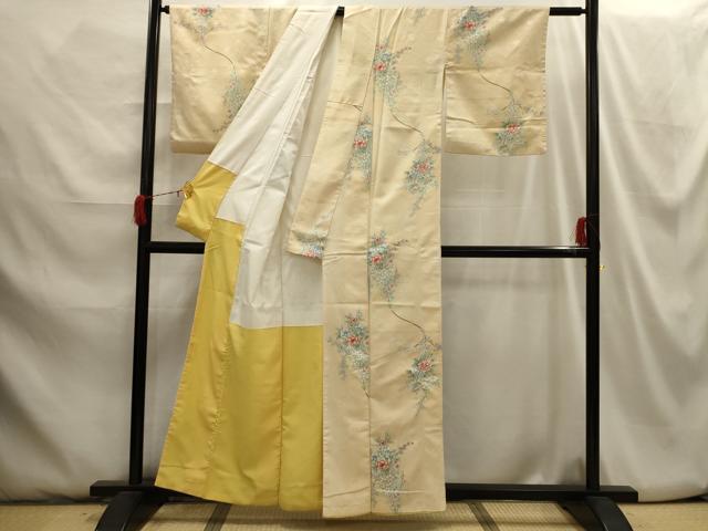 平和屋着物■小紋 草花文 洗える着物 AABH6082sx