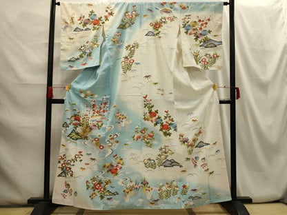 平和屋着物■訪問着　刺繍　松竹梅流水花文　金糸　金彩　洗える着物　AABH6086sx