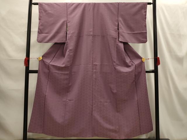 平和屋着物■色無地 花菱地紋 煤竹色 洗える着物 AABH6089sx
