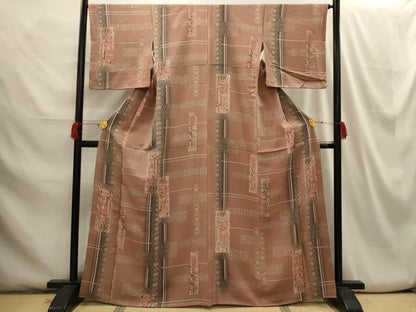 平和屋着物■上質な小紋 花短冊文 鬼しぼ縮緬 正絹 逸品 AABH6091sx