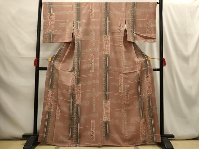 平和屋着物■上質な小紋 花短冊文 鬼しぼ縮緬 正絹 逸品 AABH6091sx