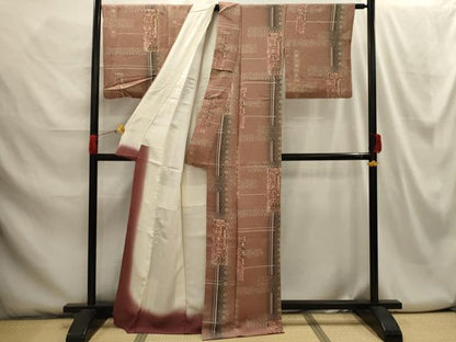平和屋着物■上質な小紋 花短冊文 鬼しぼ縮緬 正絹 逸品 AABH6091sx