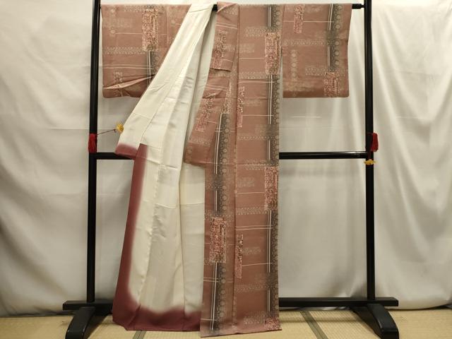 平和屋着物■上質な小紋 花短冊文 鬼しぼ縮緬 正絹 逸品 AABH6091sx