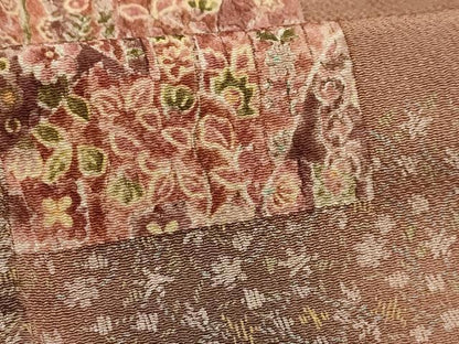平和屋着物■上質な小紋 花短冊文 鬼しぼ縮緬 正絹 逸品 AABH6091sx