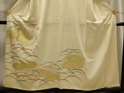平和屋着物■訪問着 駒刺繍 雲取り花唐草文 金彩 正絹 逸品 AABH6093sx
