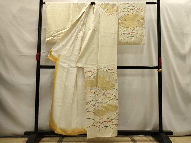 平和屋着物●訪問着　駒刺繍　花唐草文　金彩　正絹　逸品　DABD9180ud 平和屋着物○訪問着 駒刺繍 花唐草文 金彩 正絹 逸品 DABD9180ud