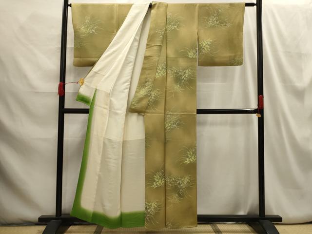 平和屋着物■上質な小紋 草花文 暈し染め 正絹 逸品 AABH6094sx