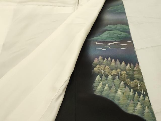 平和屋着物■豪華黒留袖 飛鶴風景文 暈し染め 金銀彩 正絹 逸品 AABH6098sx