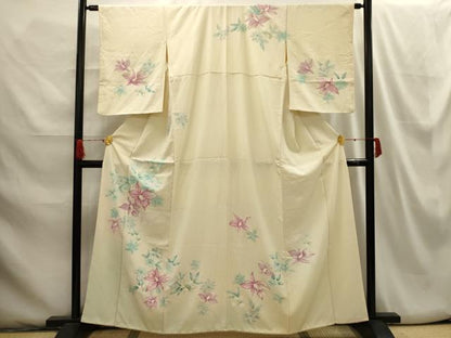 平和屋着物■訪問着 刺繍 草花文 暈し染め 金銀彩 正絹 逸品 AABH6099sx
