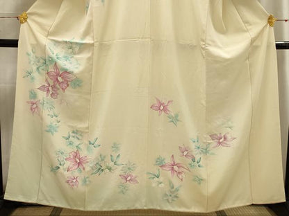 平和屋着物■訪問着 刺繍 草花文 暈し染め 金銀彩 正絹 逸品 AABH6099sx