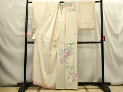 平和屋着物■訪問着 刺繍 草花文 暈し染め 金銀彩 正絹 逸品 AABH6099sx