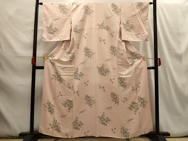 平和屋着物■上質な小紋 扇面花文 正絹 逸品 AABH6102sx