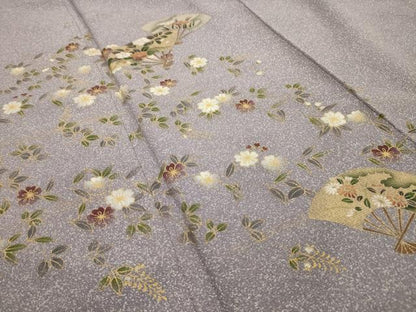 平和屋着物■訪問着 扇面花文 金彩 正絹 逸品 AABH6104sx