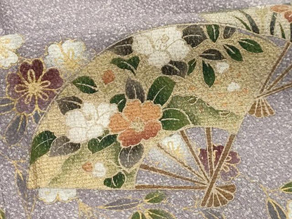 平和屋着物■訪問着 扇面花文 金彩 正絹 逸品 AABH6104sx