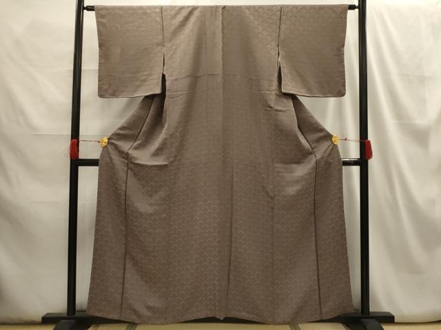 平和屋着物■上質な色無地 青海波地紋 銀煤竹色 正絹 逸品 AABH6112sx