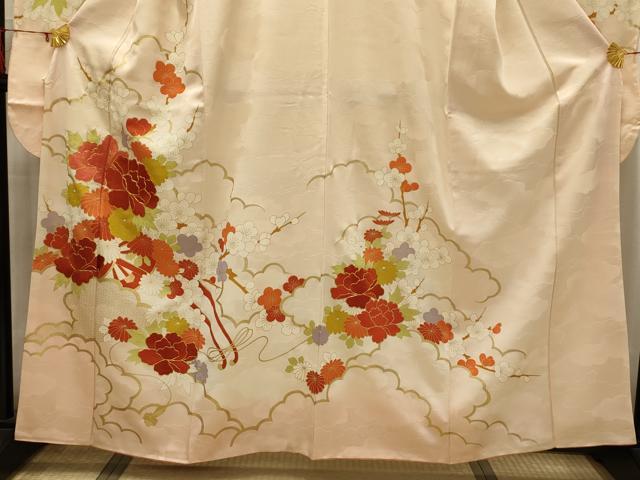 平和屋着物●豪華振袖　駒刺繍　鳳凰花文　暈し染め　金彩　正絹　逸品　CAAY5070ut 平和屋着物○アンティーク 大正ロマン 振袖 駒刺繍 松皮菱枝花文 金彩