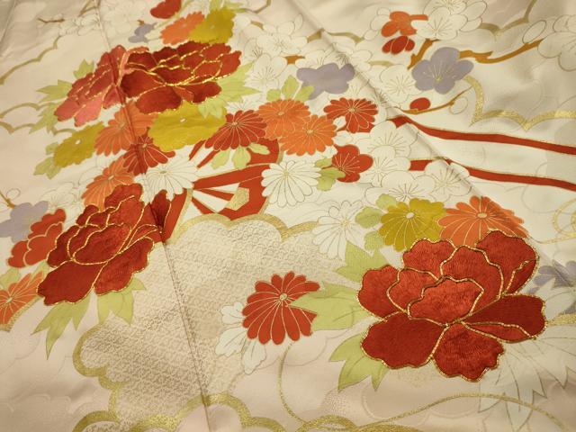 着物■豪華振袖　駒刺繍　花車文　金彩　正絹　逸品 平和屋着物□豪華振袖 駒刺繍 草花文 金彩 正絹 逸品 CABF1164fb