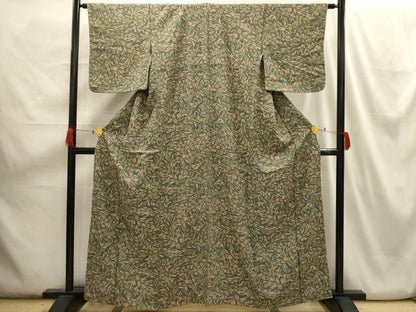 平和屋着物■上質な小紋 草花文 正絹 逸品 AABH6119sx