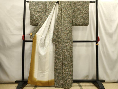 平和屋着物■上質な小紋 草花文 正絹 逸品 AABH6119sx