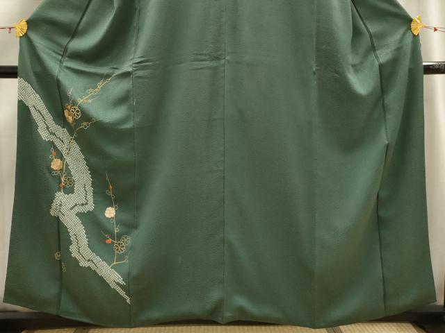 平和屋着物■訪問着 絞り 刺繍 枝花文 金彩 正絹 逸品 AABH6122sx