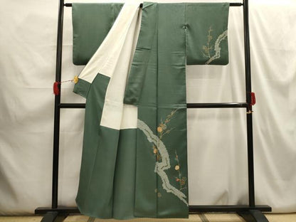 平和屋着物■訪問着 絞り 刺繍 枝花文 金彩 正絹 逸品 AABH6122sx