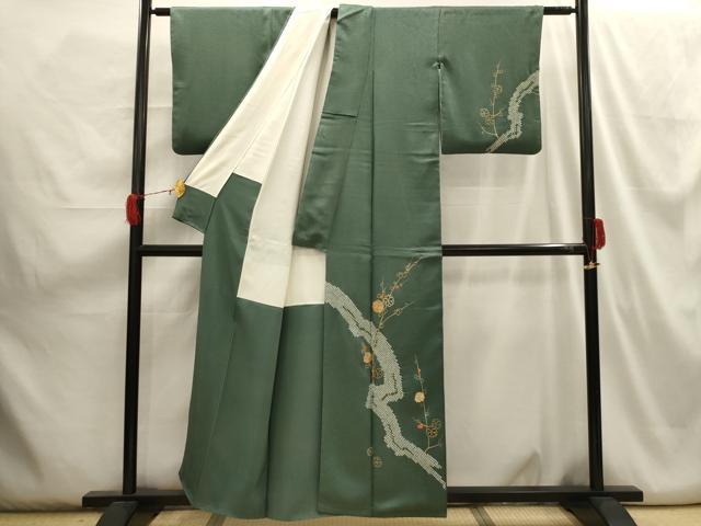 平和屋着物■訪問着 絞り 刺繍 枝花文 金彩 正絹 逸品 AABH6122sx