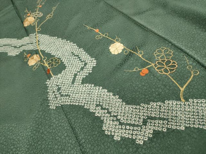 平和屋着物■訪問着 絞り 刺繍 枝花文 金彩 正絹 逸品 AABH6122sx