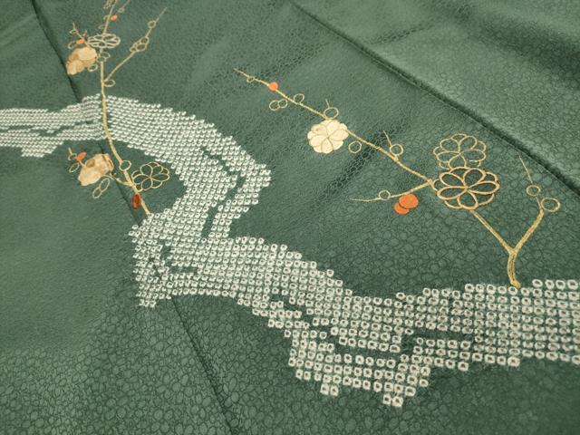 平和屋着物■訪問着 絞り 刺繍 枝花文 金彩 正絹 逸品 AABH6122sx