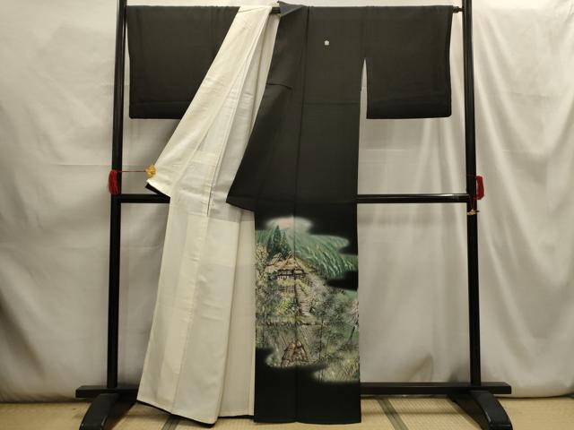 平和屋着物■豪華黒留袖 作家物 風景文 暈し染め 正絹 逸品 AABH6123sx