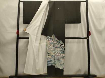 平和屋着物■豪華黒留袖　松竹梅風景文　正絹　逸品　AABH6124sx