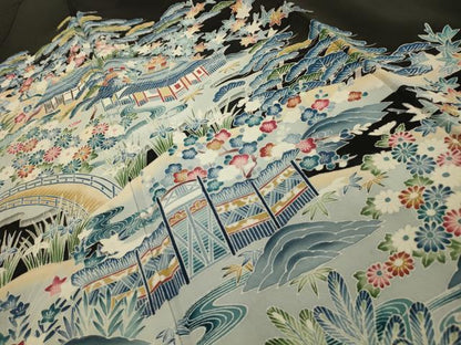 平和屋着物■豪華黒留袖　松竹梅風景文　正絹　逸品　AABH6124sx