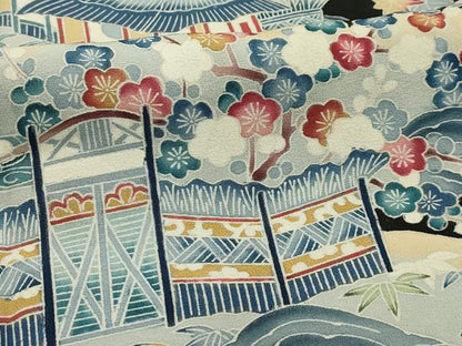 平和屋着物■豪華黒留袖　松竹梅風景文　正絹　逸品　AABH6124sx