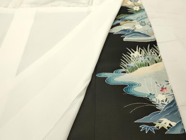 平和屋着物■豪華黒留袖　松竹梅風景文　正絹　逸品　AABH6124sx