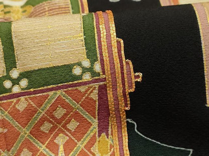 平和屋着物■豪華黒留袖 駒刺繍 大名行列 金彩 正絹 逸品 AABH6128sx