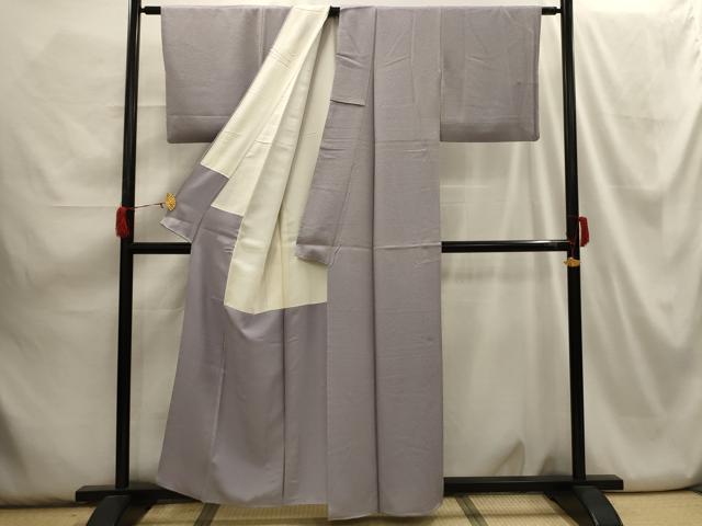 平和屋着物■上質な色無地 紋意匠 牡丹鼠色 正絹 逸品 AABH6129sx