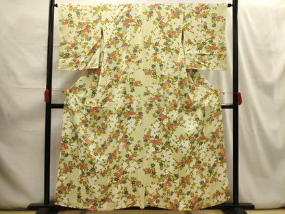 平和屋着物■上質な小紋 枝花文 正絹 逸品 AABH6131sx