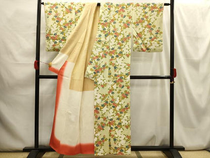 平和屋着物■上質な小紋 枝花文 正絹 逸品 AABH6131sx