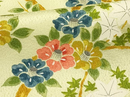 平和屋着物■上質な小紋 枝花文 正絹 逸品 AABH6131sx