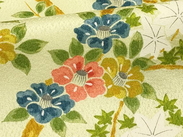 平和屋着物■上質な小紋 枝花文 正絹 逸品 AABH6131sx