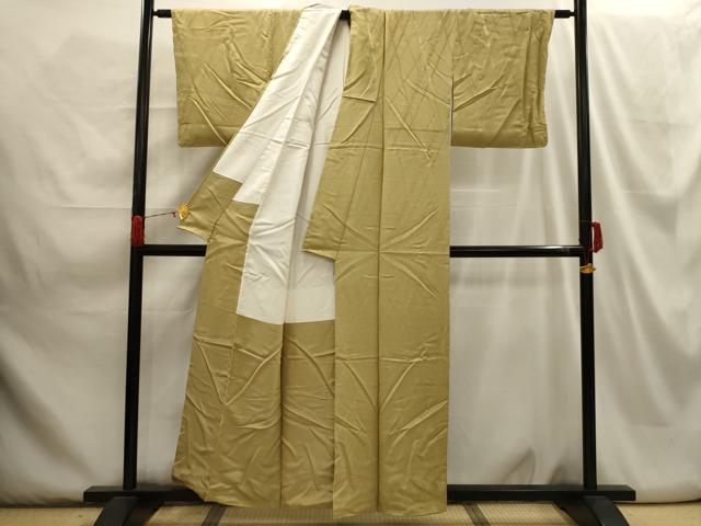 平和屋着物■上質な色無地 笹竹地紋 木蘭色 正絹 逸品 AABH6134sx