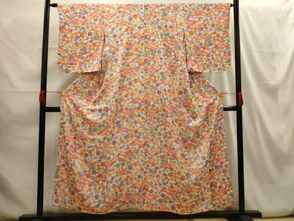 平和屋着物■上質な小紋 草花文 正絹 逸品 AABH6145sx