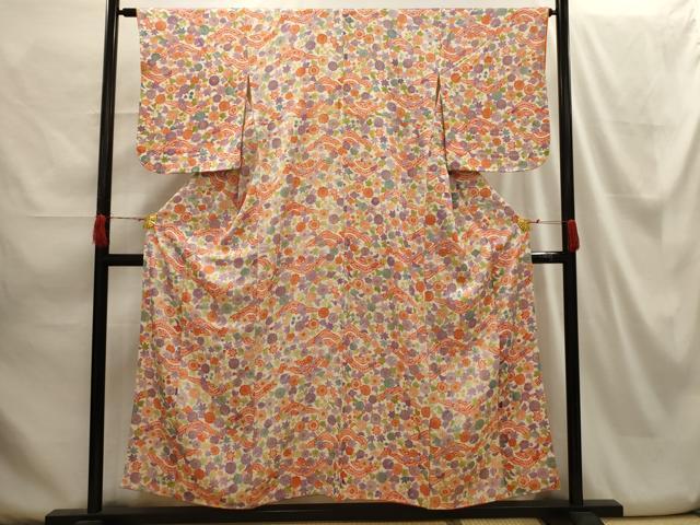 平和屋着物■上質な小紋 草花文 正絹 逸品 AABH6145sx